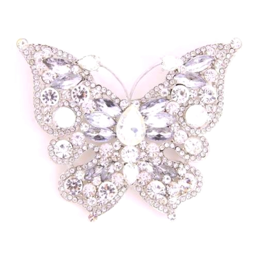 Elegant Silver Butterfly Brooch